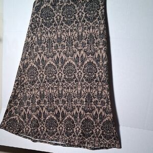 Women's Beige and Black Patterned Maxi Skirt